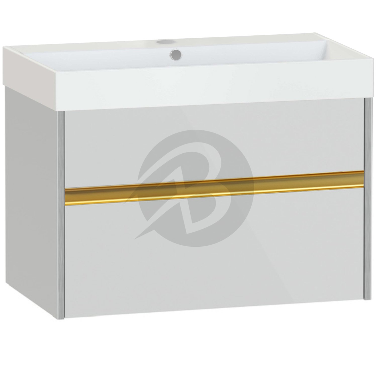 Calypso Bowland 1 Drawer Wall Hung Vanity Unit With Memphis Basin – 800mm Wide – 1 TH - Frost Grey