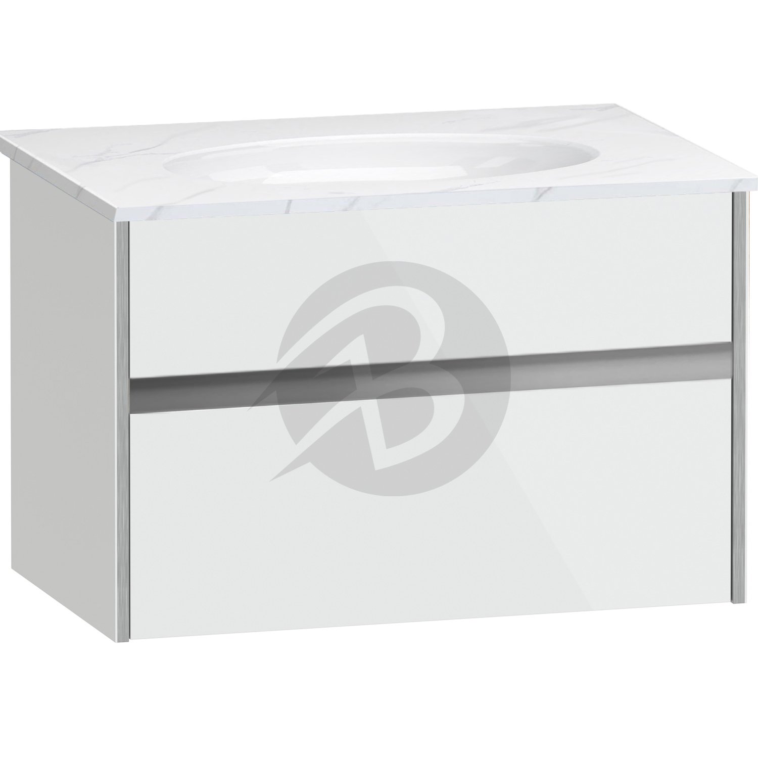 Calypso Bowland 1 Drawer Wall Hung Vanity Unit With Calypstone Aura Cirrus White Basin – 800mm Wide – No TH - Frost White