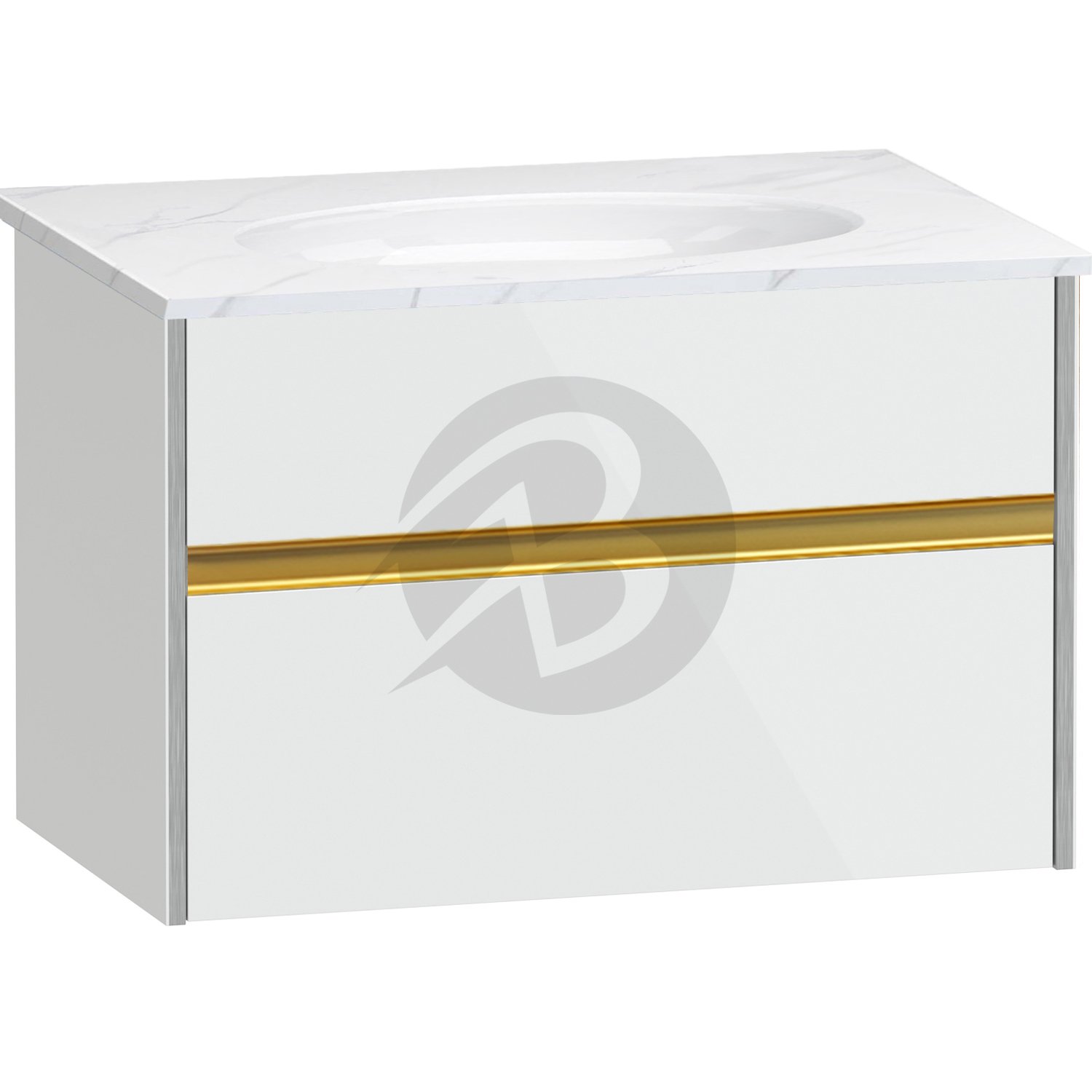 Calypso Bowland 1 Drawer Wall Hung Vanity Unit With Calypstone Aura Cirrus White Basin – 800mm Wide – No TH - Frost White