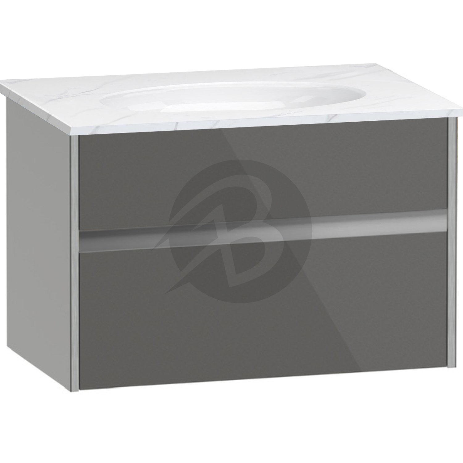 Calypso Bowland 1 Drawer Wall Hung Vanity Unit With Calypstone Aura Cirrus White Basin – 800mm Wide – No TH - Metallic Slate