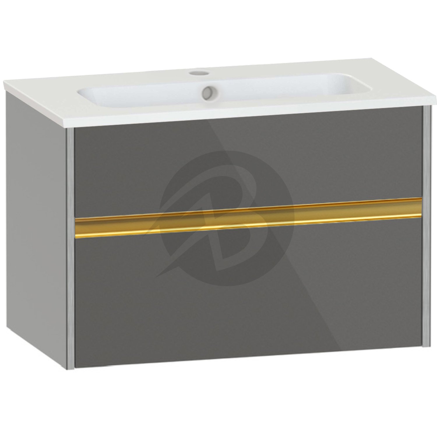Calypso Bowland 1 Drawer Wall Hung Vanity Unit With Serrenti  Basin – 800mm Wide – 1 TH - Metallic Slate