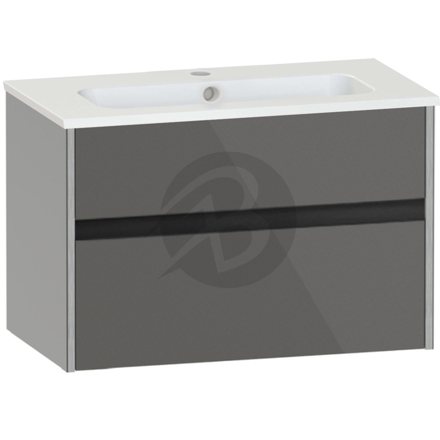 Calypso Bowland 1 Drawer Wall Hung Vanity Unit With Serrenti  Basin – 800mm Wide – 1 TH - Metallic Slate