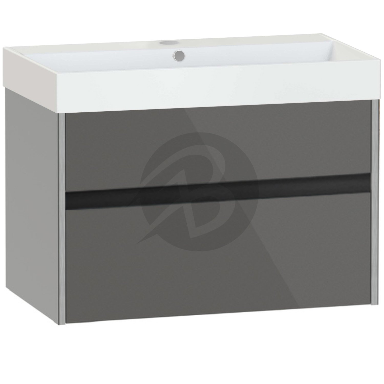 Calypso Bowland 1 Drawer Wall Hung Vanity Unit With Memphis Basin – 800mm Wide – 1 TH - Metallic Slate