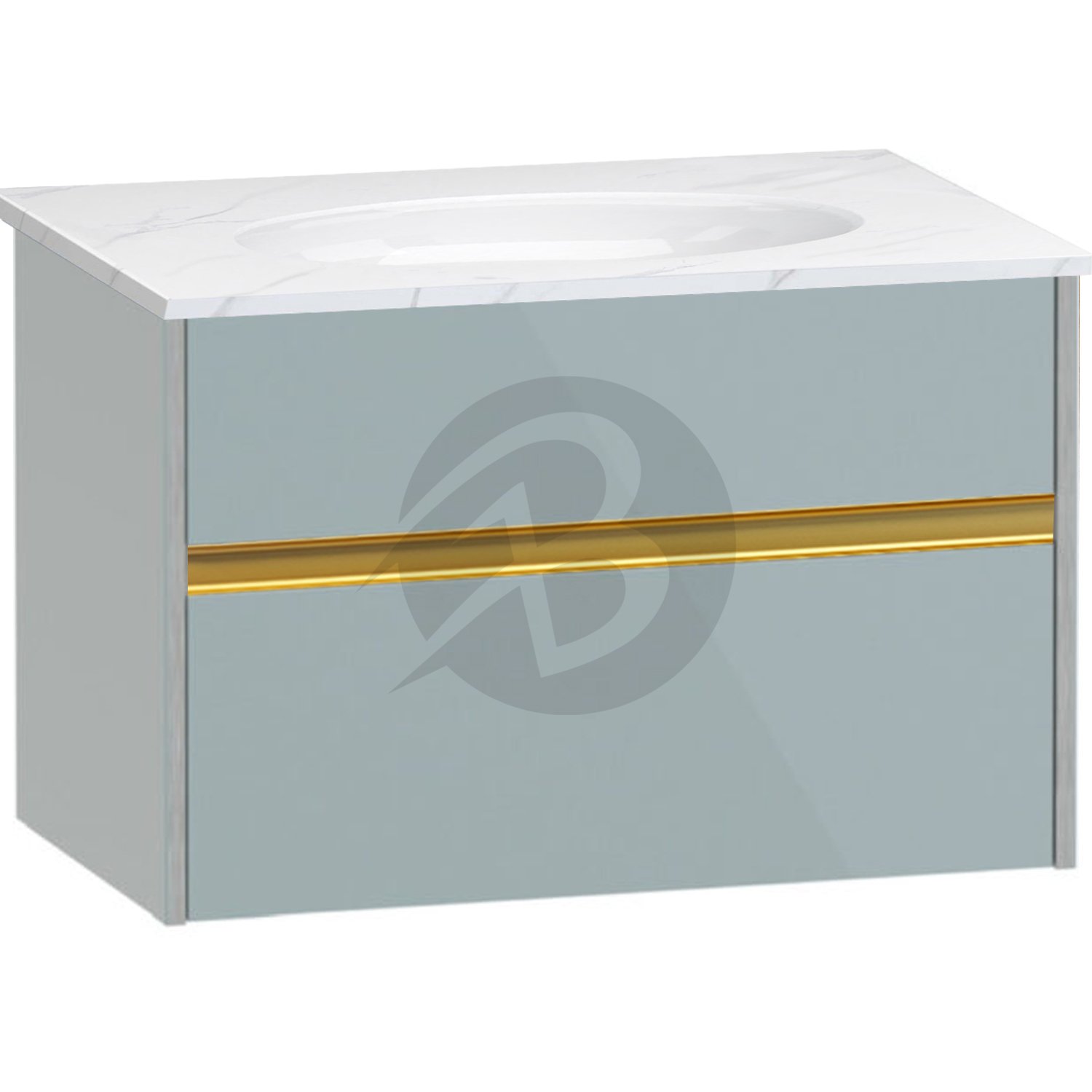 Calypso Bowland 1 Drawer Wall Hung Vanity Unit With Calypstone Aura Cirrus White Basin – 800mm Wide – No TH - Sea Breeze