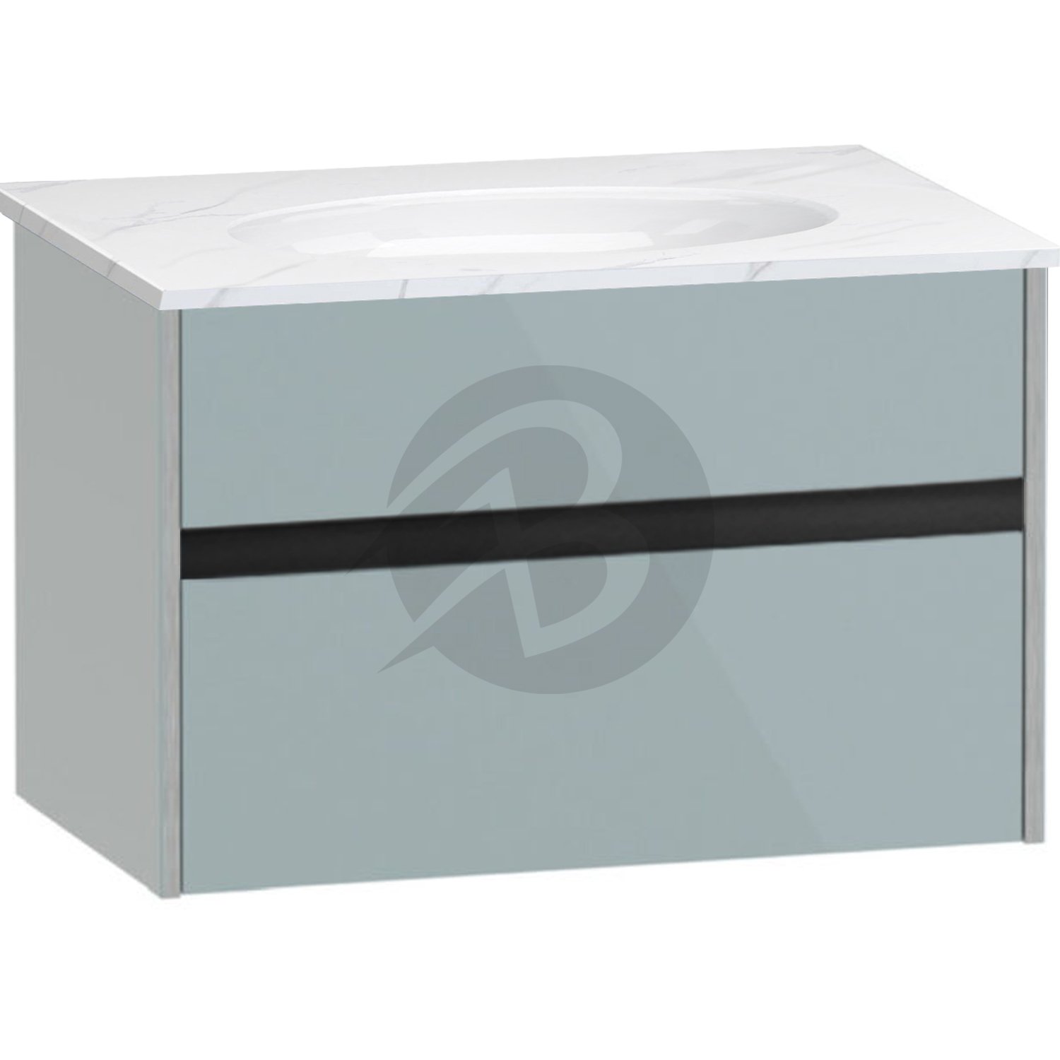 Calypso Bowland 1 Drawer Wall Hung Vanity Unit With Calypstone Aura Cirrus White Basin – 800mm Wide – No TH - Sea Breeze