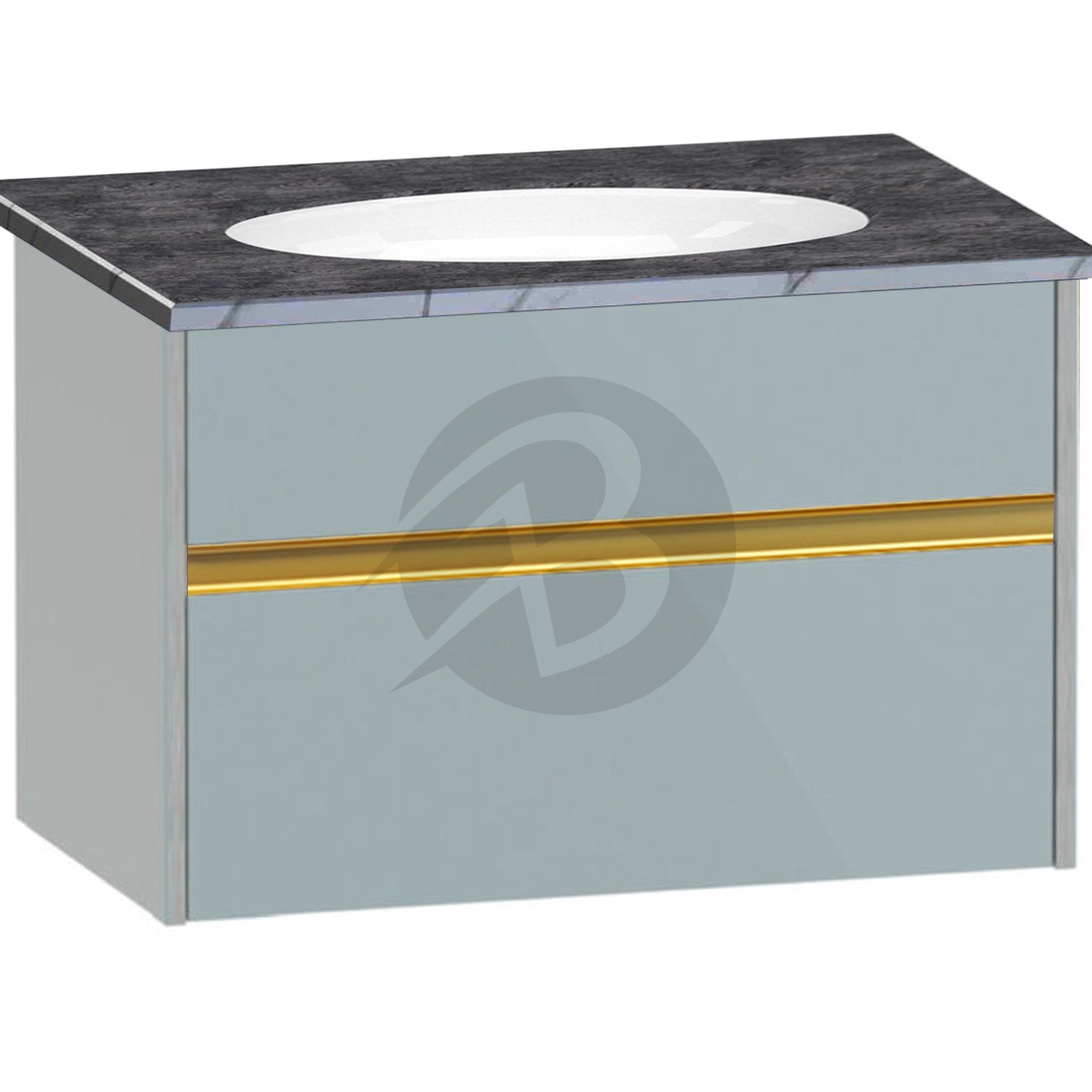Calypso Bowland 1 Drawer Wall Hung Vanity Unit With Calypstone Aura Storm Grey Basin – 800mm Wide – No TH - Sea Breeze