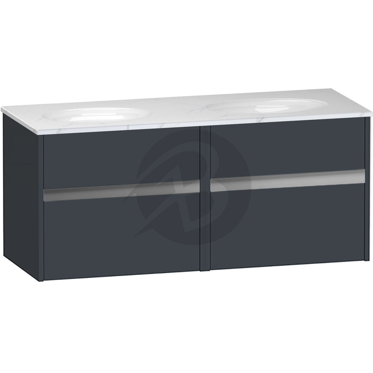 Calypso Bowland 2 Drawer Wall Hung Vanity Unit With Calypstone Aura Cirrus White Basin – 1200mm Wide – No TH - Blueberry