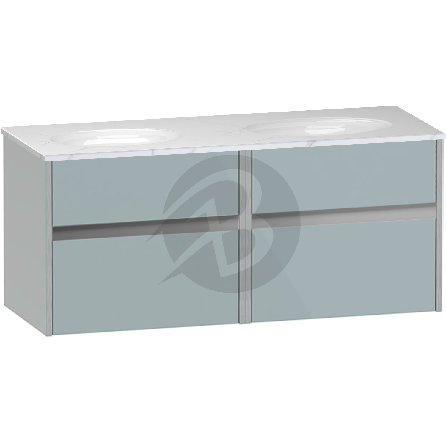Calypso Bowland 2 Drawer Wall Hung Vanity Unit With Calypstone Aura Cirrus White Basin – 1200mm Wide – No TH - Sea Breeze