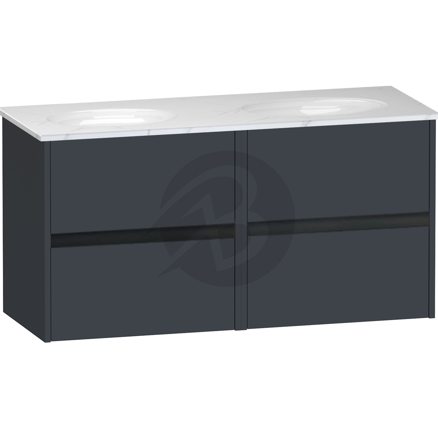 Calypso Bowland 4 Drawer Wall Hung Vanity Unit With Calypstone Aura Cirrus White Basin – 1200mm Wide – No TH - Blueberry