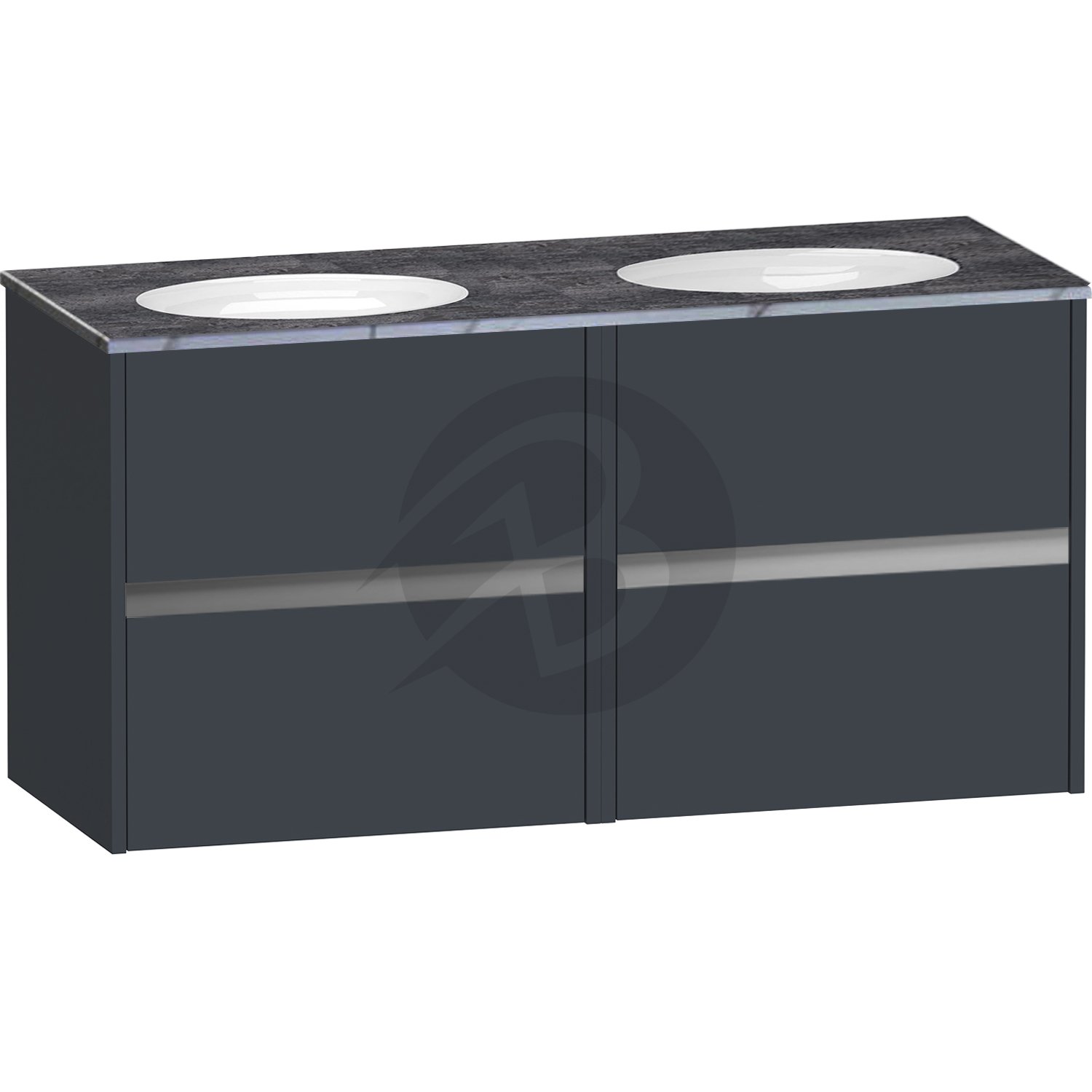 Calypso Bowland 4 Drawer Wall Hung Vanity Unit With Calypstone Aura Storm Grey Basin – 1200mm Wide – No TH - Blueberry