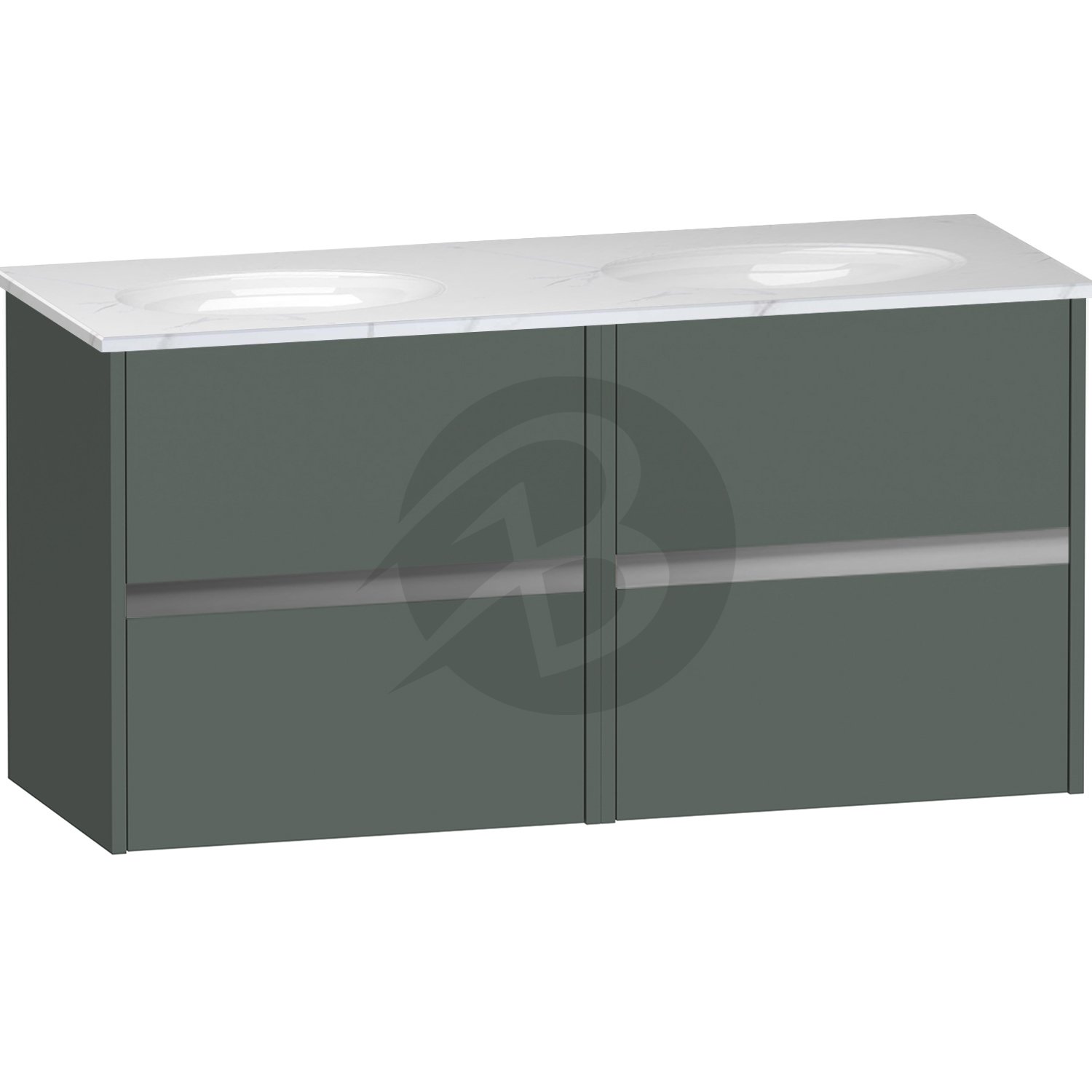 Calypso Bowland 4 Drawer Wall Hung Vanity Unit With Calypstone Aura Cirrus White Basin – 1200mm Wide – No TH - Hunter Green