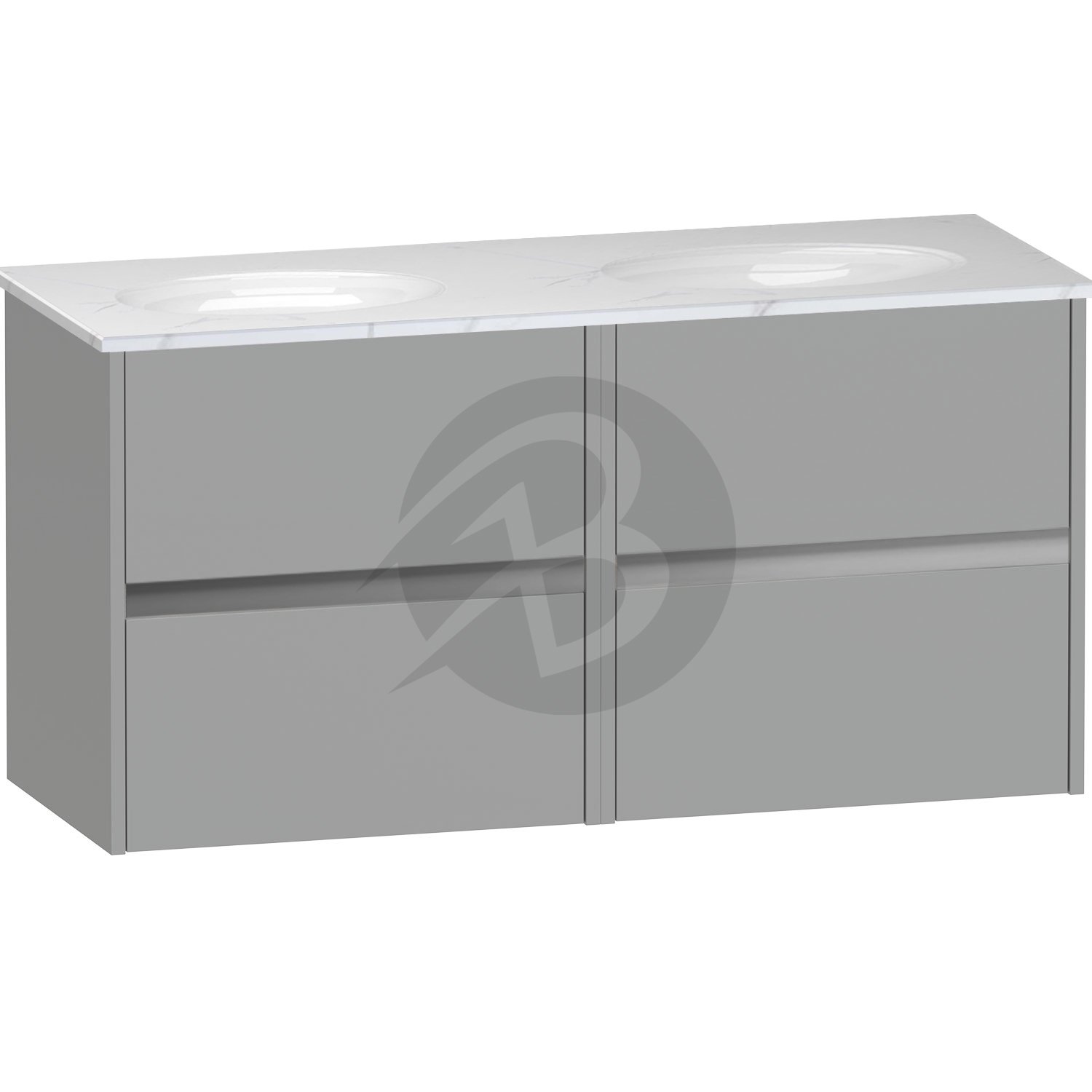 Calypso Bowland 4 Drawer Wall Hung Vanity Unit With Calypstone Aura Cirrus White Basin – 1200mm Wide – No TH - Slate Mist