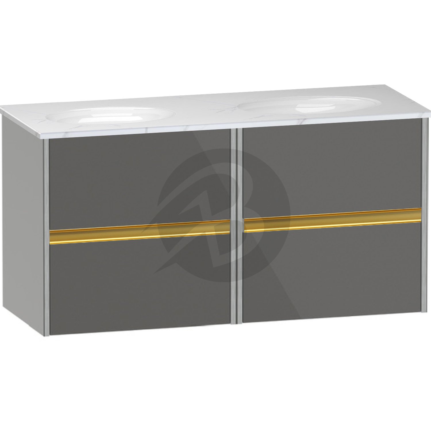 Calypso Bowland 4 Drawer Wall Hung Vanity Unit With Calypstone Aura Cirrus White Basin – 1200mm Wide – No TH - Metallic Slate