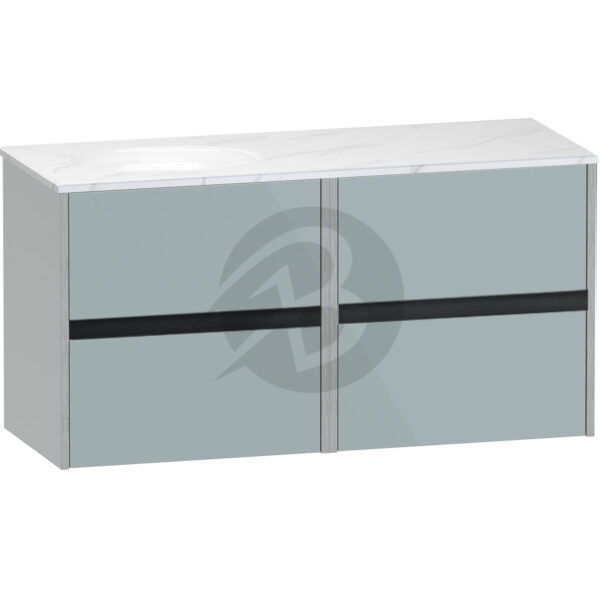 Calypso Bowland 4 Drawer Wall Hung Vanity Unit With Calypstone Aura Cirrus White Basin - 1200mm Wide - No TH - LH