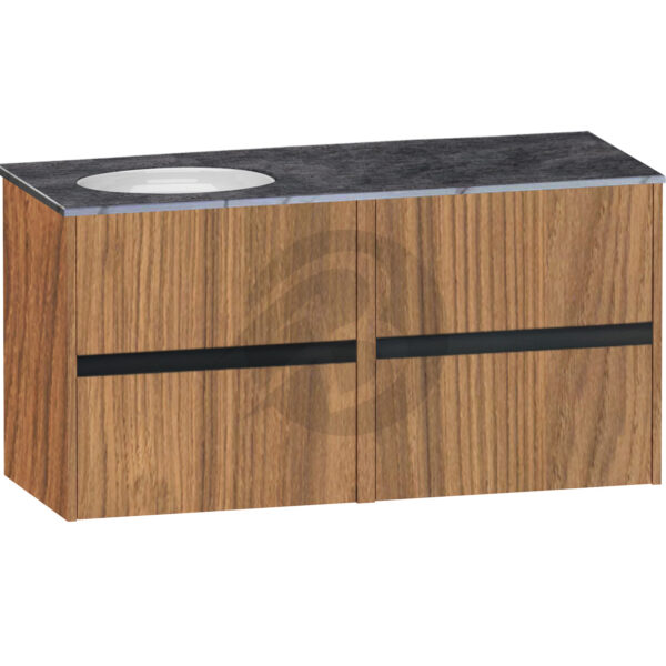 Calypso Bowland 4 Drawer Wall Hung Vanity Unit With Calypstone Aura Storm Grey Basin - 1200mm Wide - No TH - LH