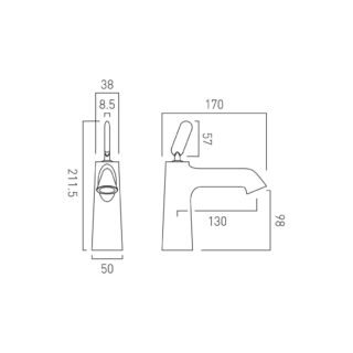 Vado Arrondi Deck Mounted Mono Basin Mixer Tap - Chrome - Image 6