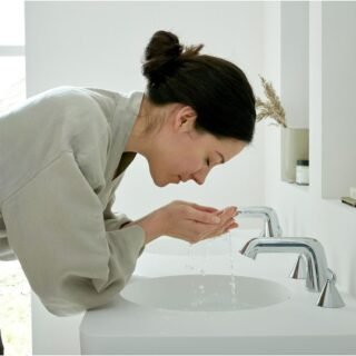 Vado Arrondi Deck Mounted 3 Hole Basin Mixer Tap With Lever Handle - Chrome - Image 4