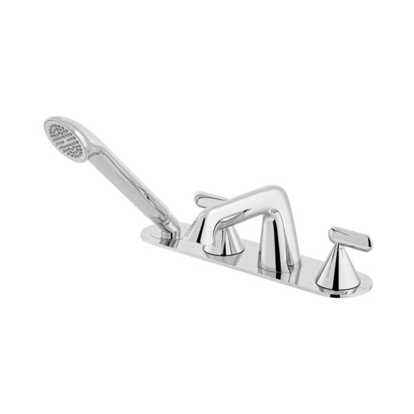 Vado Arrondi Deck Mounted 4 Hole Thermostatic Bath Shower Mixer Tap With Lever Handle - Chrome