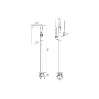 Vado Arrondi Floor standing Bath Mixer Tap with Shower Kit - Chrome - Image 6