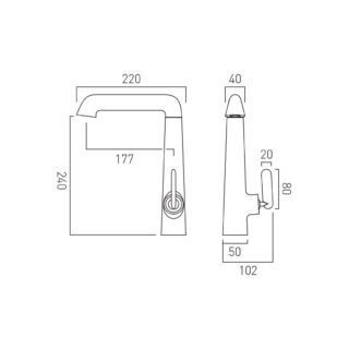 Vado Arrondi Deck Mounted Kitchen Mixer Tap With Lever Handle - Chrome - Image 5