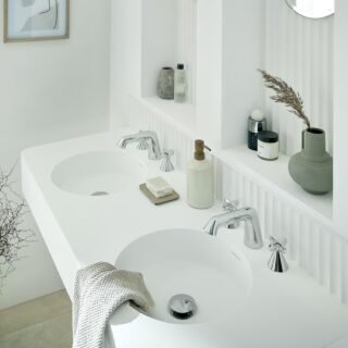 Vado Arrondi Deck Mounted 3 Hole Basin Mixer Tap With Crosshead Handle - Chrome - Image 3