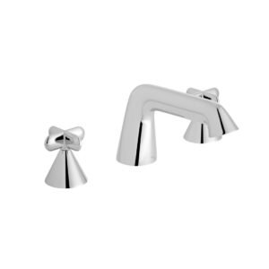Vado Arrondi Deck Mounted 3 Hole Basin Mixer Tap With Crosshead Handle - Chrome
