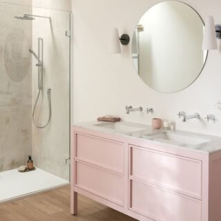 Vado Arrondi Wall Mounted 3 Hole Basin Mixer Tap With Crosshead Handle - Chrome - Image 3