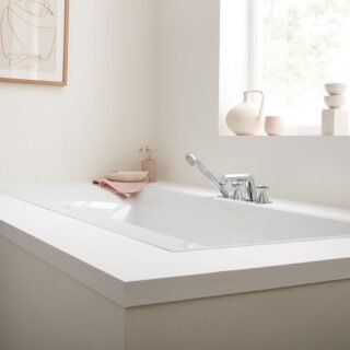 Vado Arrondi Deck Mounted 4 Hole Thermostatic Bath Shower Mixer Tap With Crosshead Handle - Chrome - Image 3