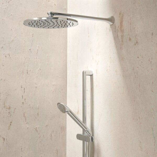 Vado Arrondi Round Shower Head with Shower Arm - 250mm? - Chrome - Image 2