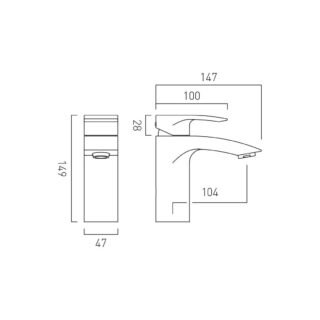 Vado Rowe Mini Mono Basin Mixer Tap With Push Basin Waste - Chrome - Image 3