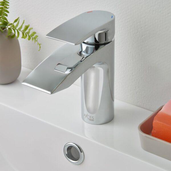 Vado Rowe Mono Basin Mixer Tap With Push Basin Waste - Chrome - Image 3