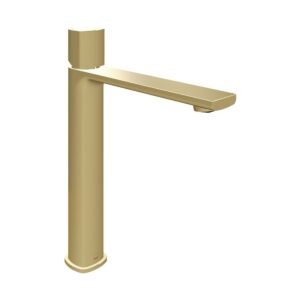 Vado Cameo Knob Deck Mounted Extended Mono Basin Mixer Tap - Satin Brass