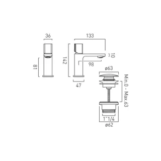 Vado Cameo Knob Deck Mounted Mini Mono Basin Mixer Tap For Low Pressure System And Universal Basin Waste - Image 6