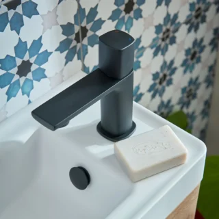 Vado Cameo Knob Deck Mounted Mini Mono Basin Mixer Tap For Low Pressure System And Universal Basin Waste - Image 3