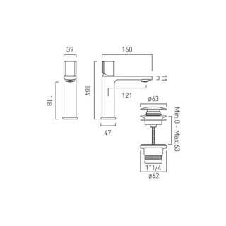 Vado Cameo Knob Deck Mounted Mono Basin Mixer Tap For Low Pressure System And Universal Basin Waste - Image 7