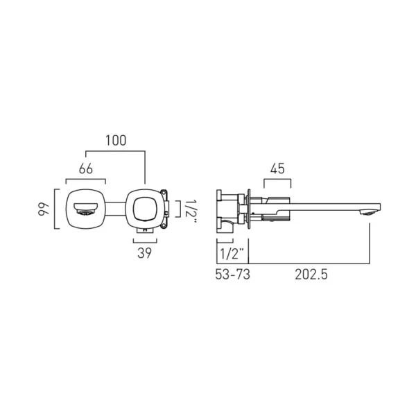 Vado Cameo Knob Wall Mounted Basin Mixer Tap For Low Pressure System - Image 2