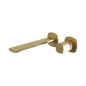 Vado Cameo Knob Wall Mounted Basin Mixer Tap - Satin Brass