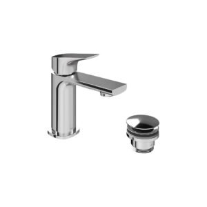 Vado Cameo Lever Deck Mounted Mini Mono Basin Mixer Tap And Universal Basin Waste - Chrome