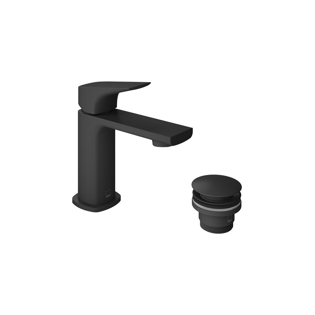 Vado Cameo Lever Deck Mounted Mini Mono Basin Mixer Tap And Universal Basin Waste - Matt Black