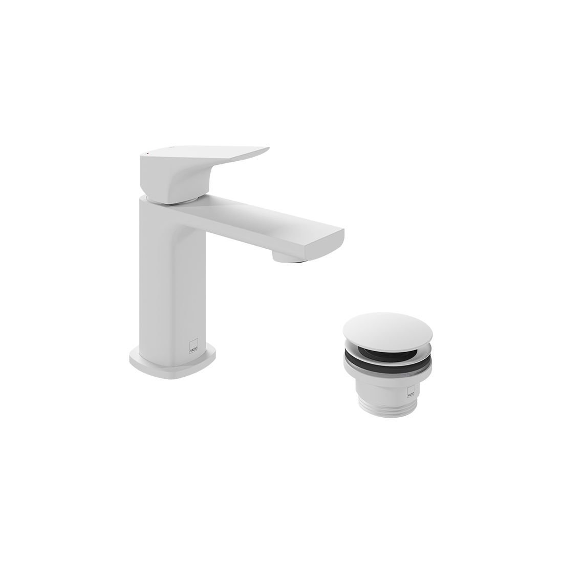 Vado Cameo Lever Deck Mounted Mini Mono Basin Mixer Tap And Universal Basin Waste - Matt White
