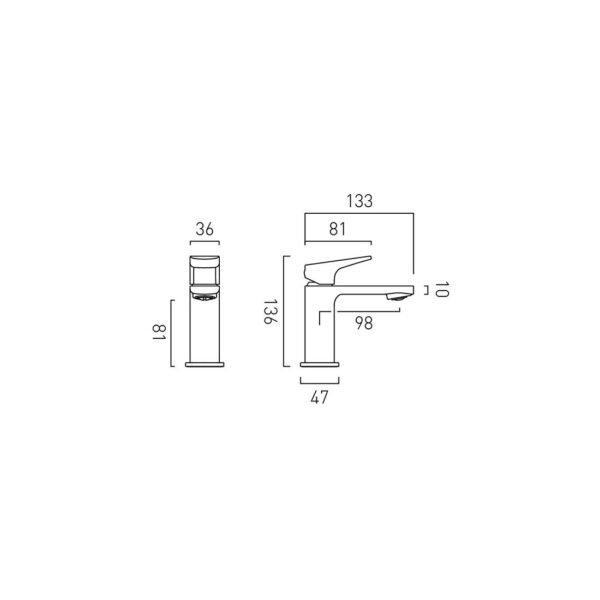 Vado Cameo Lever Deck Mounted Mini Mono Basin Mixer Tap - Image 4