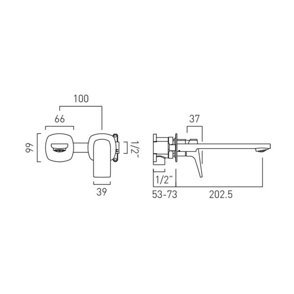 Vado Cameo Lever Wall Mounted Basin Mixer Tap - Image 4