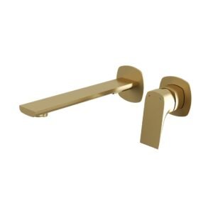 Vado Cameo Lever Wall Mounted Basin Mixer Tap - Satin Brass
