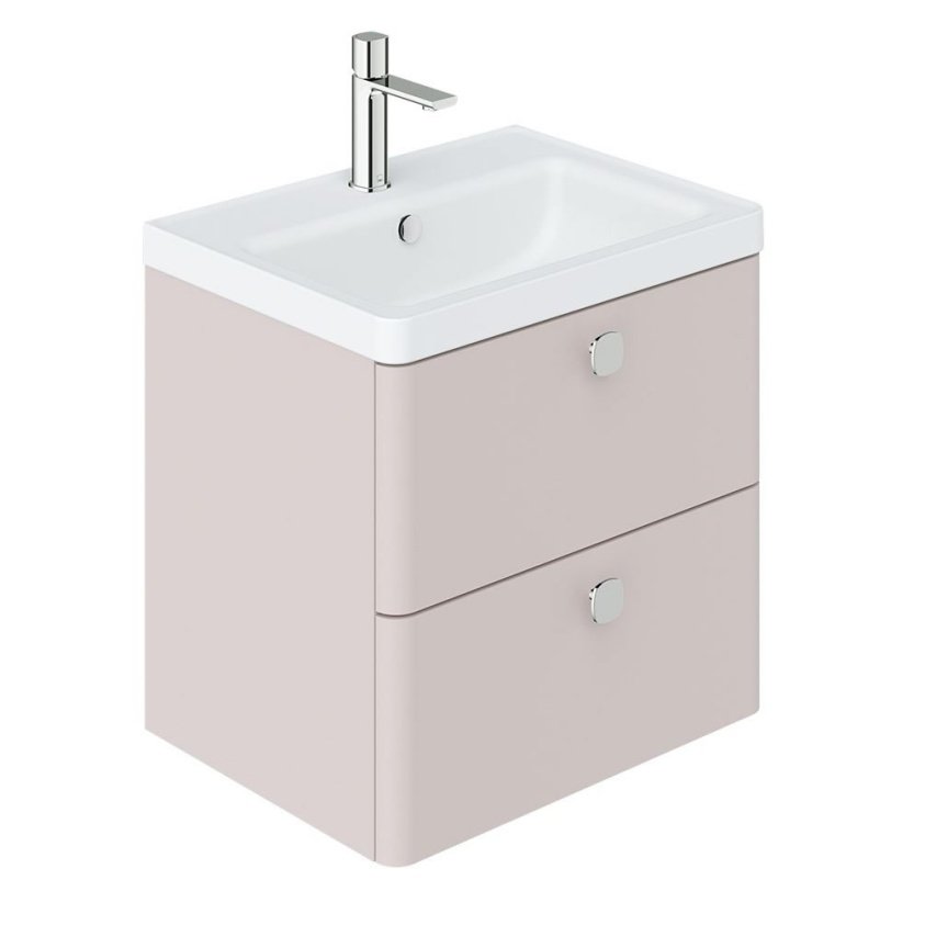 Vado Cameo 2 Drawer Wall Hung Vanity Unit and Basin – 600mm Wide - Pink Clay