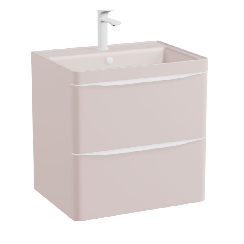 Vado Cameo 2 Drawer Wall Hung Vanity Unit and Basin – 600mm Wide - Pink Clay