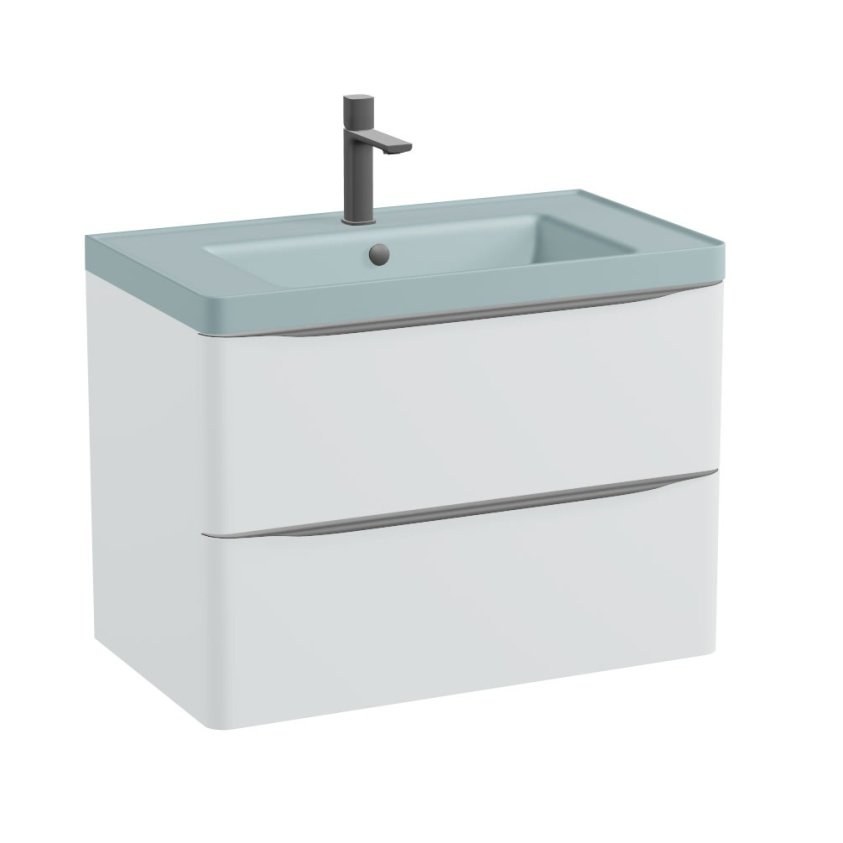 Vado Cameo 2 Drawer Wall Hung Vanity Unit and Basin – 800mm Wide - Arctic White