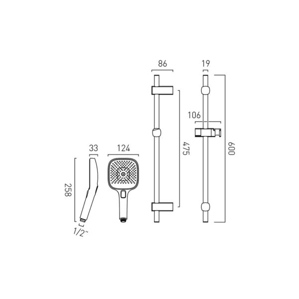 Vado Cameo Multi Function Slide Rail Shower Kit - Image 4