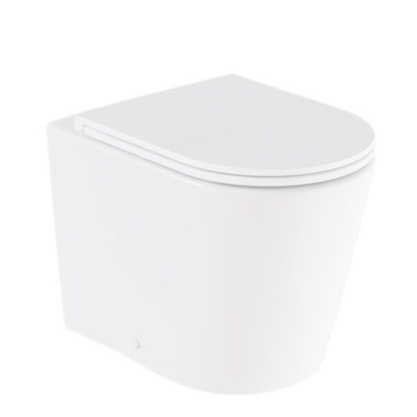 Vado Cameo Round Rimless Back To Wall Toilet and Slimline Soft Close Seat And Hinges - White