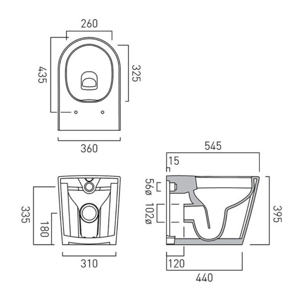 Vado Cameo Round Rimless Back To Wall Toilet and Slimline Soft Close Seat And Hinges - White - Image 4