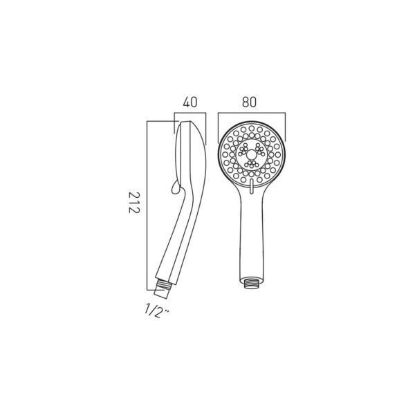 Vado Eris Round 3 Function Hand Held Shower Head - Chrome - Image 2